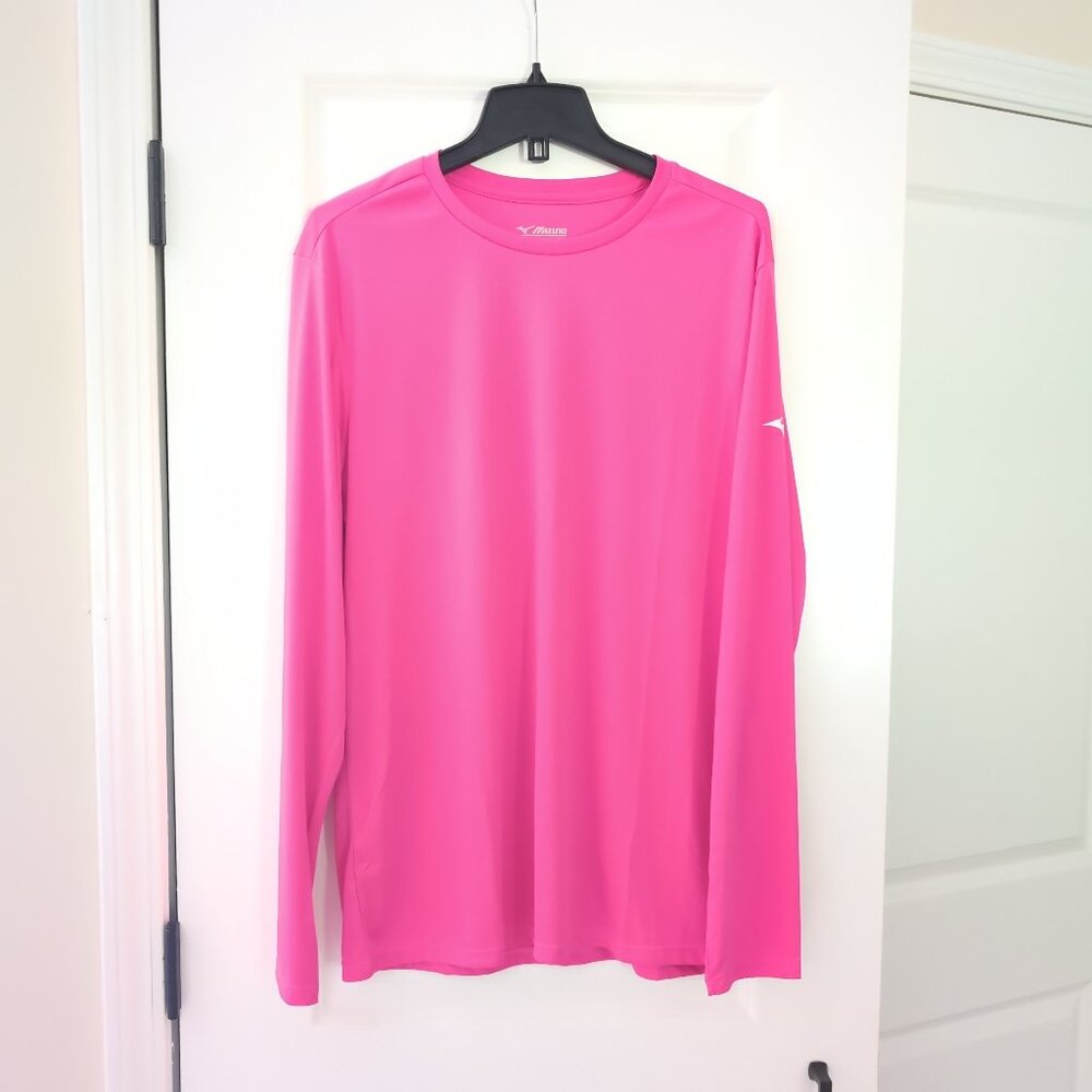 *Defect Mizuno Performance Long Sleeve Shirt Men's Sz L Neon Pink Sun Protection